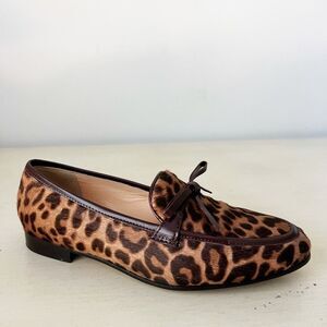 J Crew Academy Calf Hair Leather Loafers leopard - sz 5